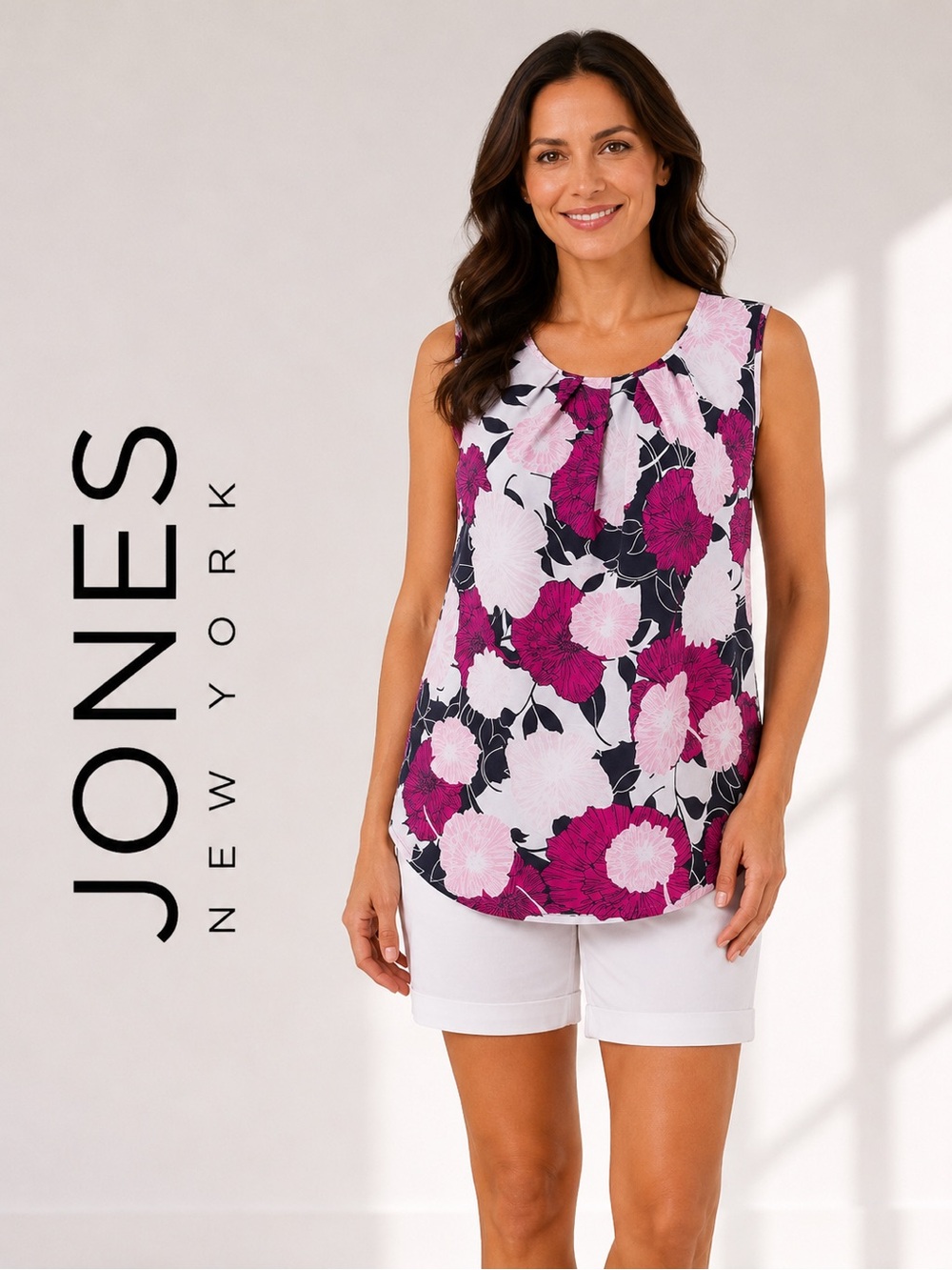 🌸 Jones New York Signature Floral Sleeveless Top | Size Large